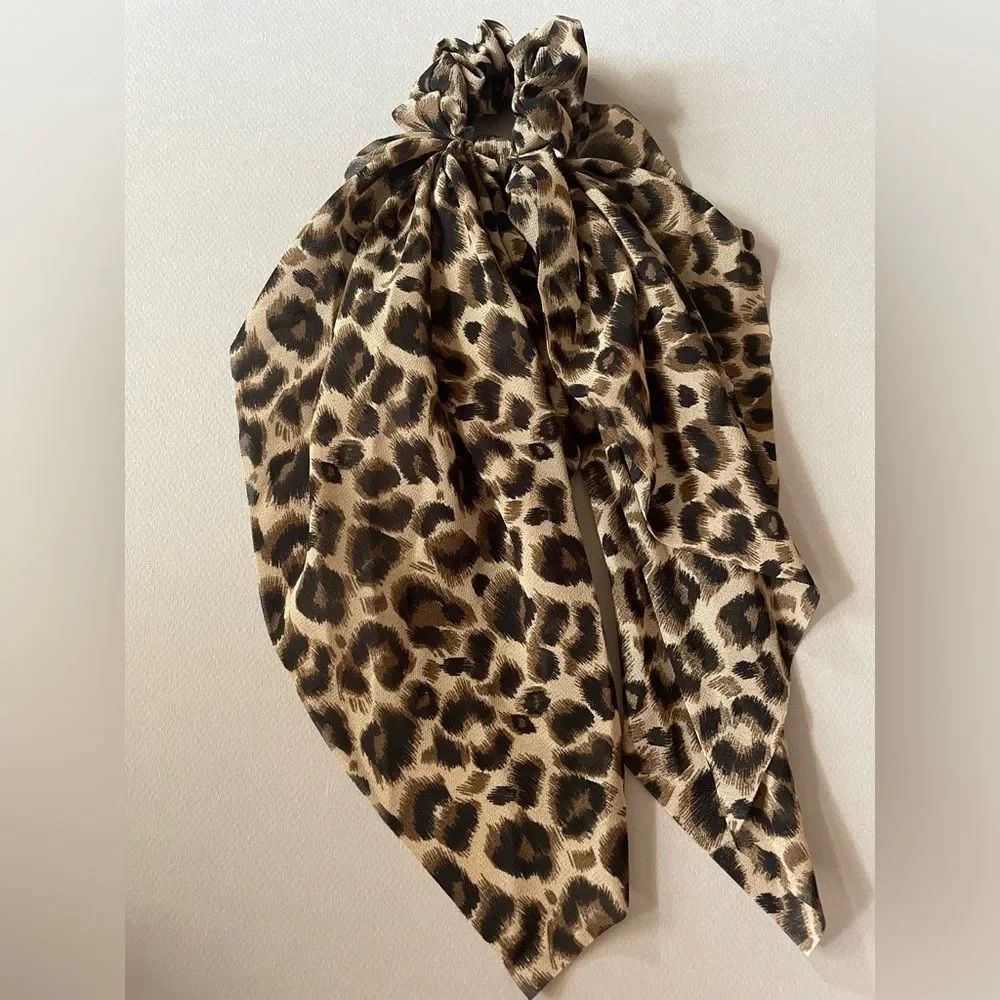 Leopard Print Hair tie Bow N1460
